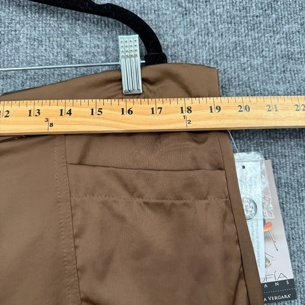 Sofia Vergara Womens Satin Cargo Wide Leg Pants Sz 20 XXL Brown Dressy High Rise